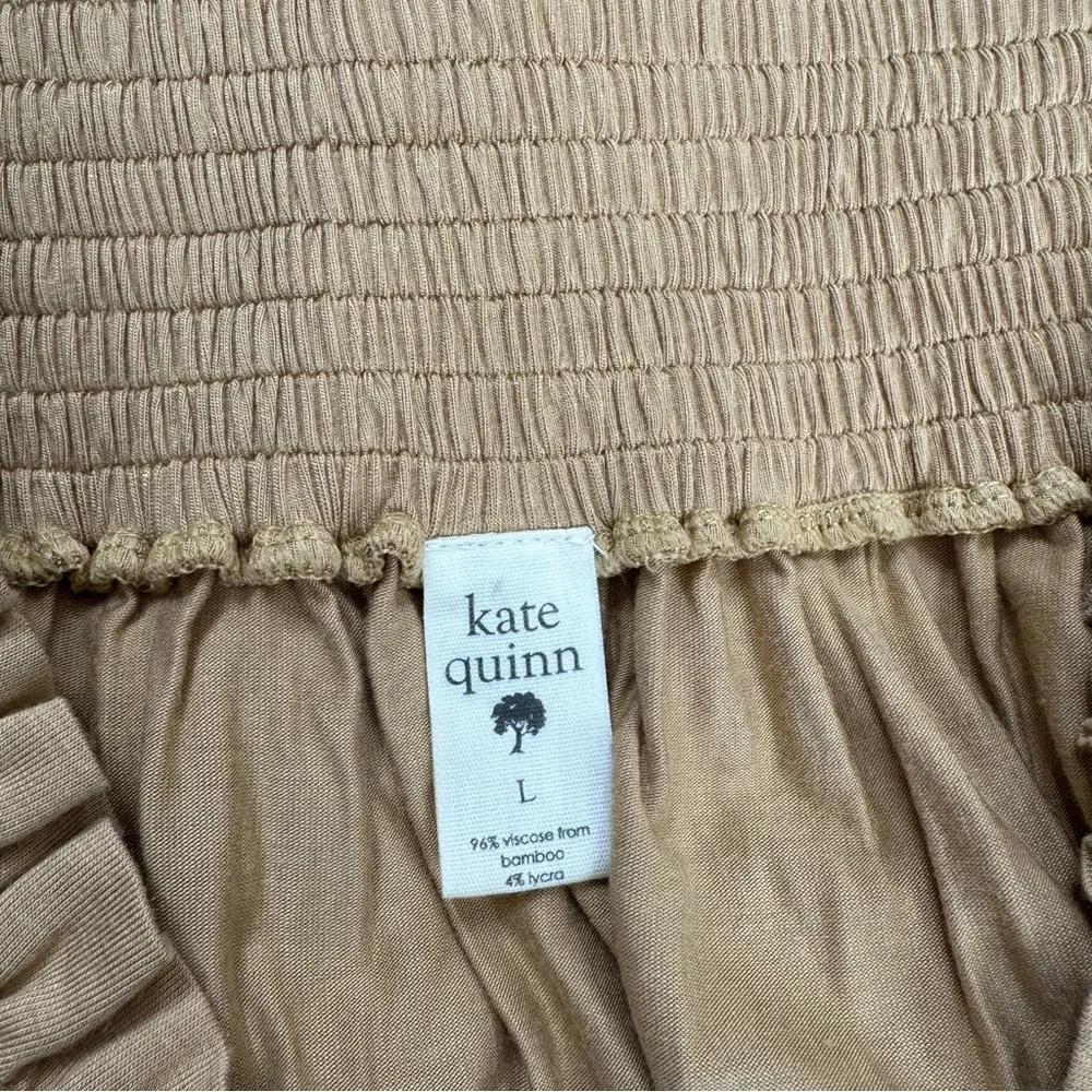 Tan - caramel Kate Quinn smocked waistband women’s skirt
